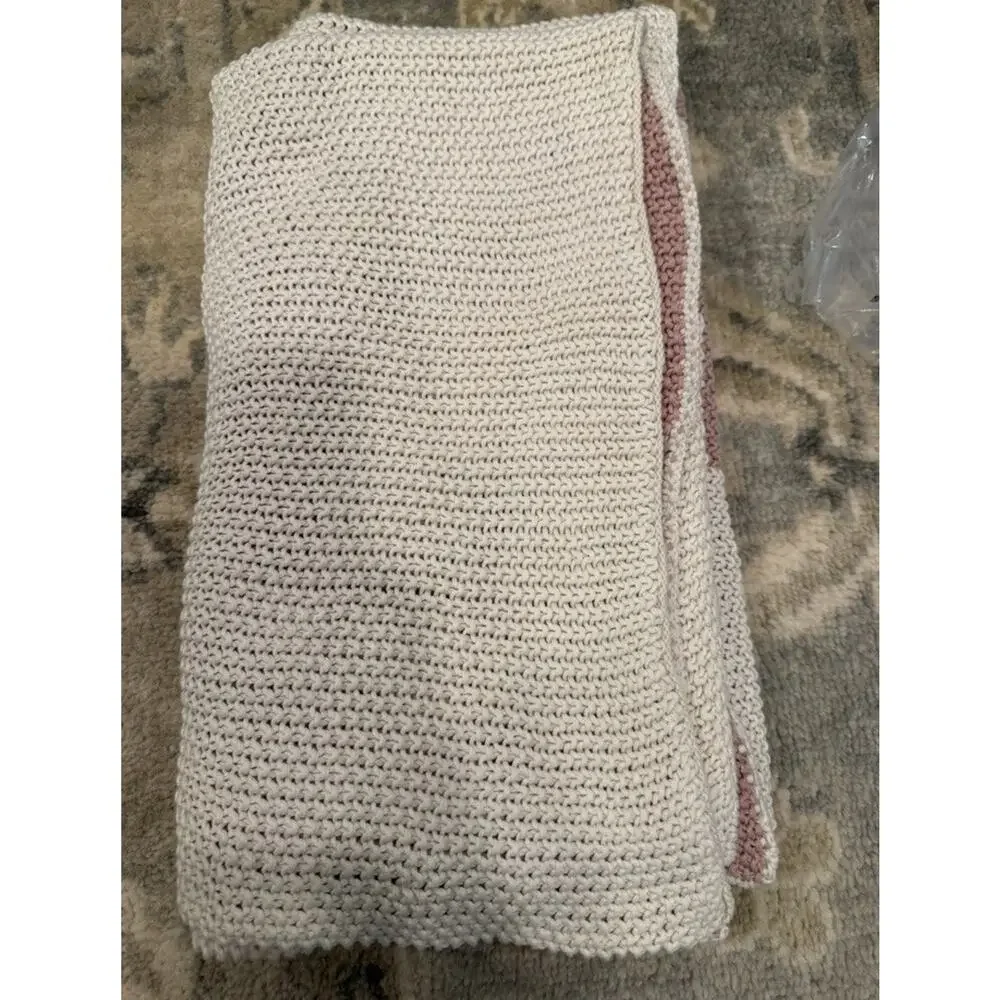 DOMANI HOME COLLECTION DH Bebe Pink Baby Knit Blanket NEW $100